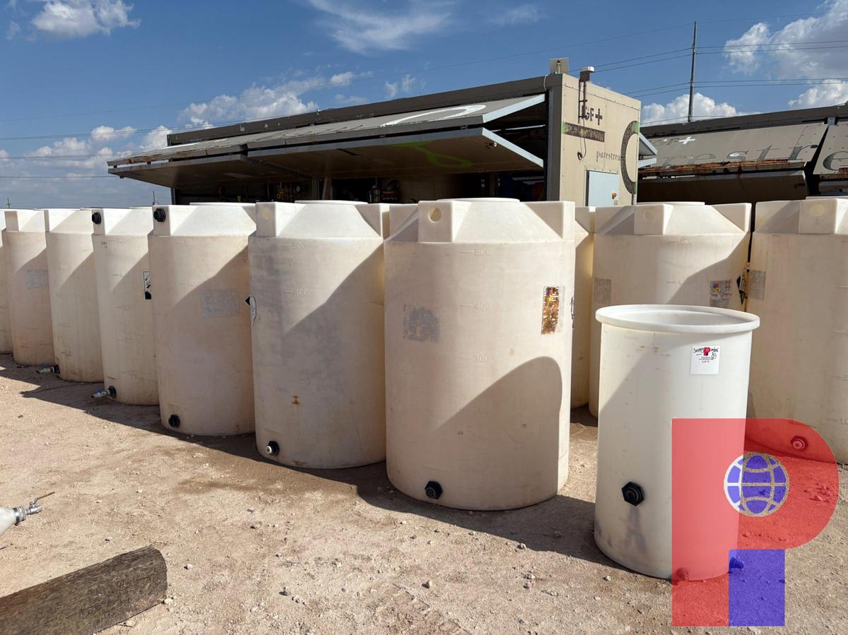 Used (1) 100 GALLON & (4) 500 GALLON POLY TANKS
