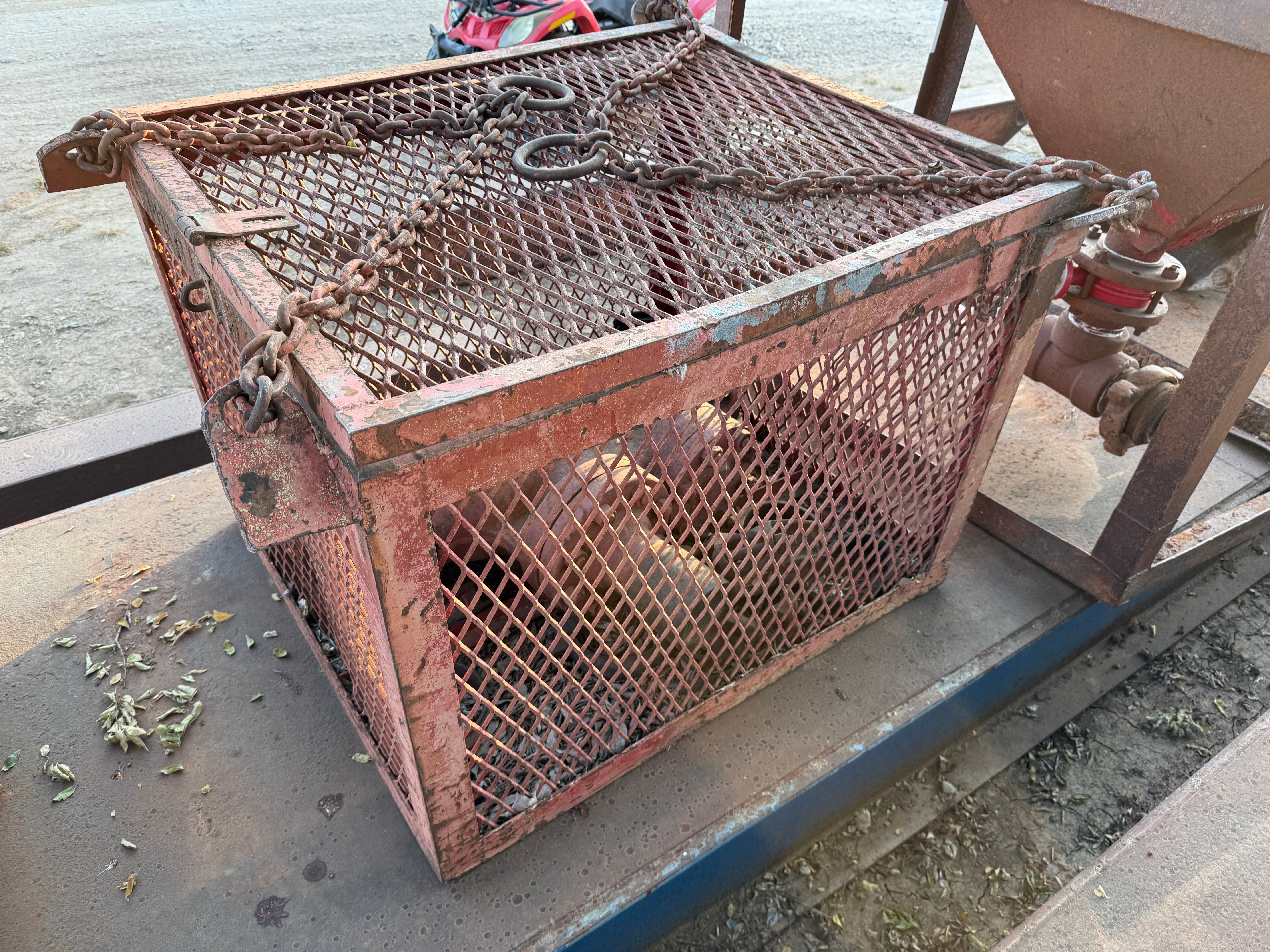 Used 32” x 32” x 20” CONE SHAPED MUD MIXING HOPPER & 42" x 36" x 32" JUNK BASKET W/ TOP & LIFTING EYES
