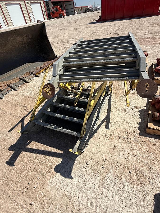 Used (2) 8’ EXTENDABLE ALUMINUM RIG LADDERS W/ HANDRAILS