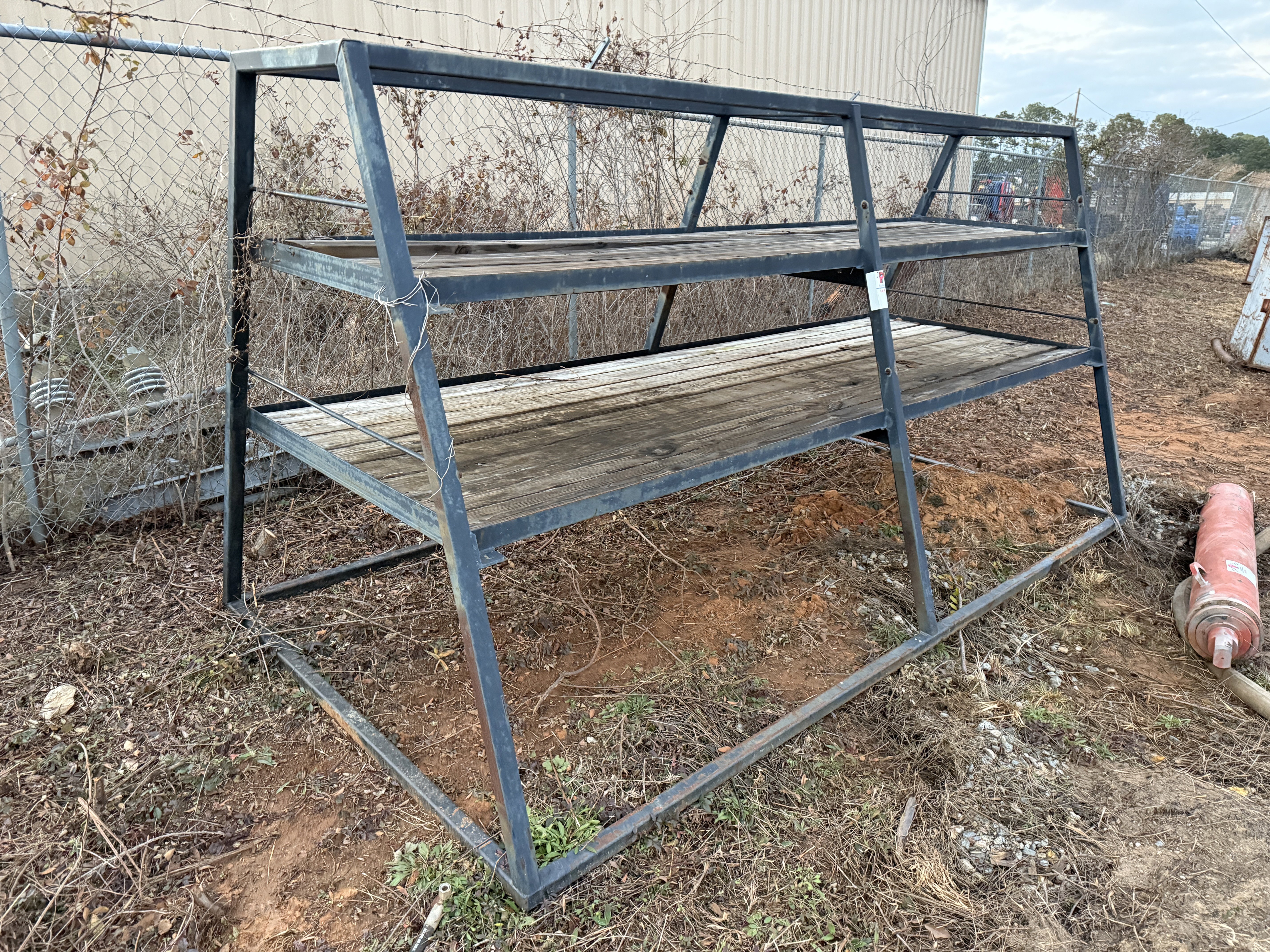 Used 12’L x 6’ W x 6’ H  2-TIER TRIANGULAR SQUARE TUBING STORAGE RACK