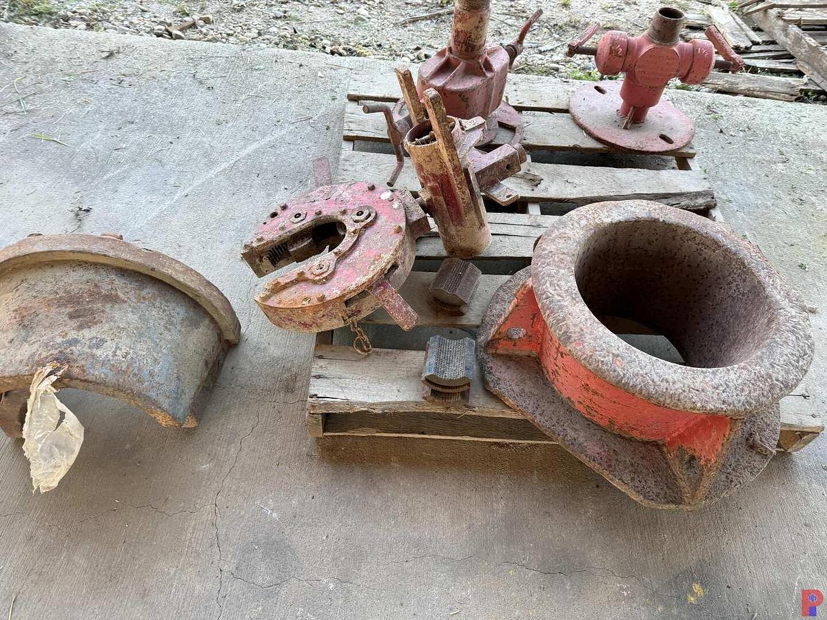 Used PALLET W/ (2) ROD STRIPPERS, TONG BACKUP, SLIP BOWL