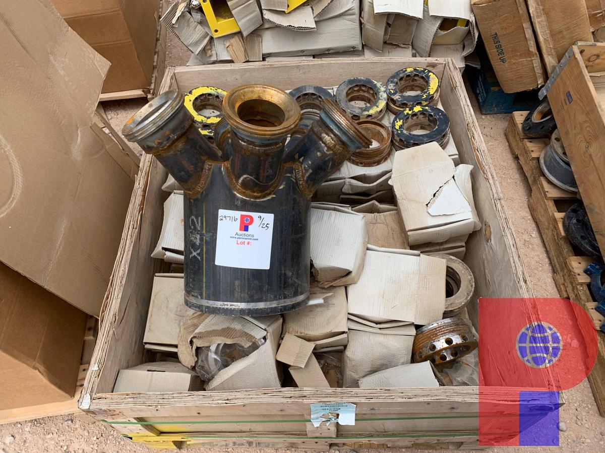 Used CRATE OF FLUID END PUMP PARTS