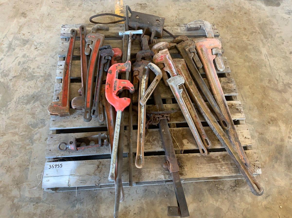 Used Pallets of Ridgid Pipe Wrenches and Pipe Cutter