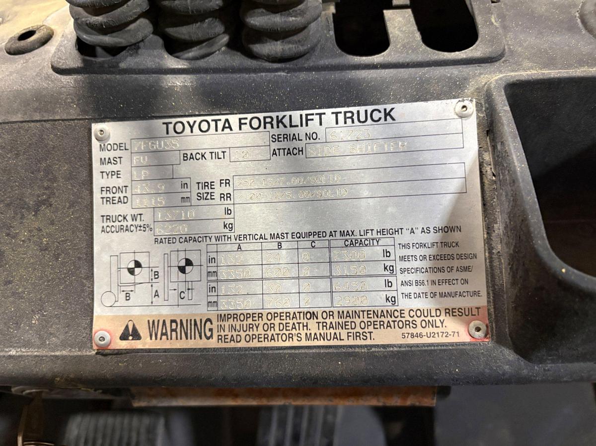 Used Toyota 7FGU35 7K forklift
