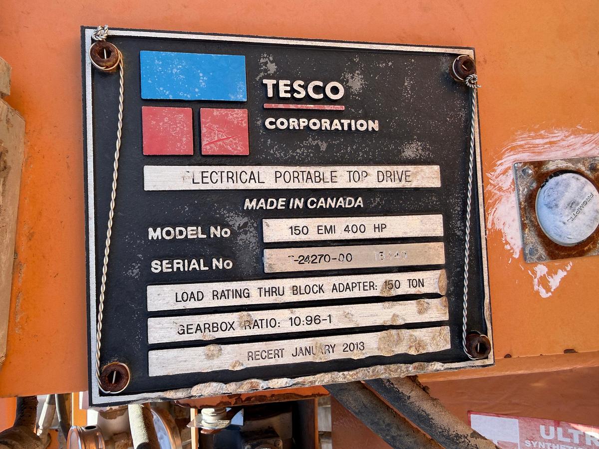 Used Tesco 150 Ton 400 HP AC ELEC. Top Drive