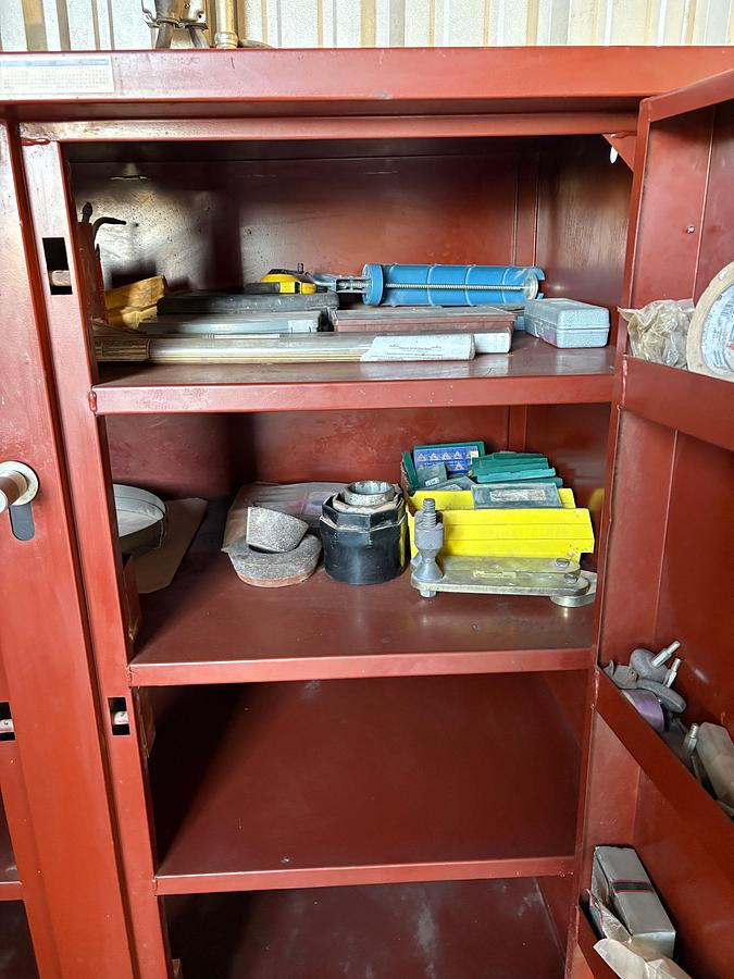 Used JOBOX 5’ x 2.5’ x 5’ 2-door cabinet w/ contents