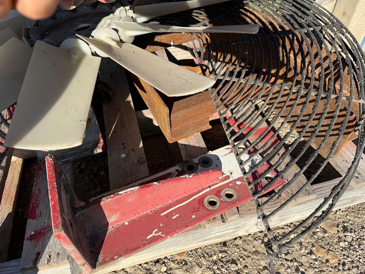 Used PALLET W/ (4) FAN BLADE ASSYM., ENGINE MOUNTS, (1) 51”L X 5”W X 20” H CAC