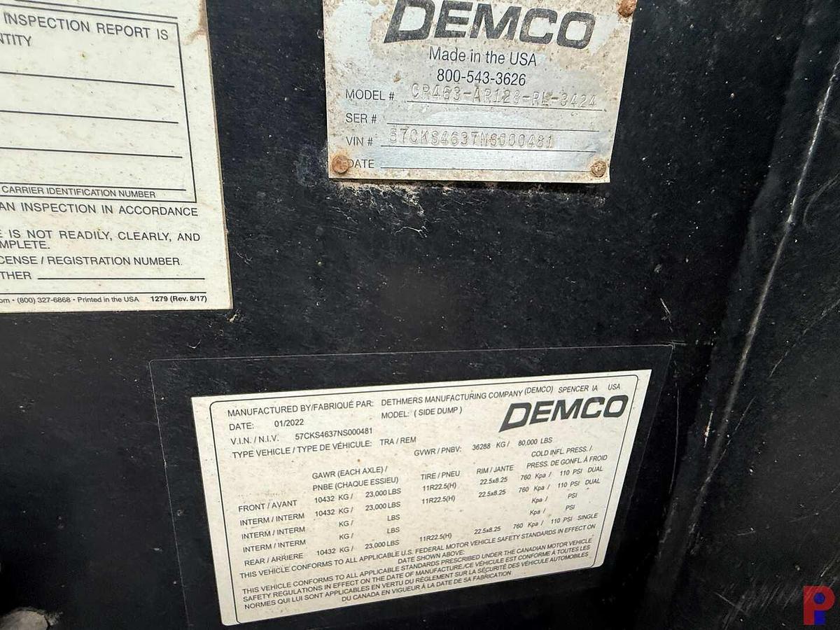 Used 2022 DEMCO 46’ TRI AXLE SIDE DUMP TRAILER