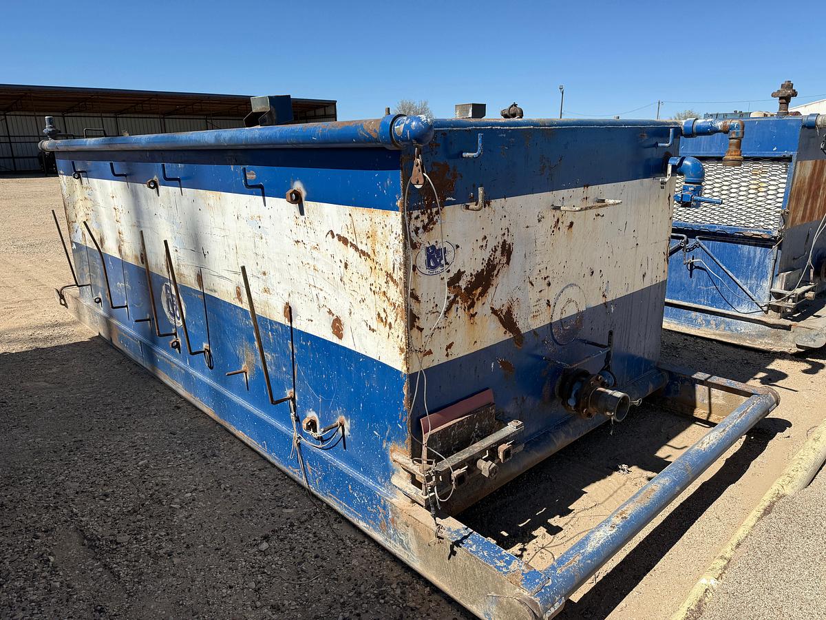 Used 80 BBL 16 X 7’ X 5’ REVERSE PIT TANK W/ IRON & HOSE RACK