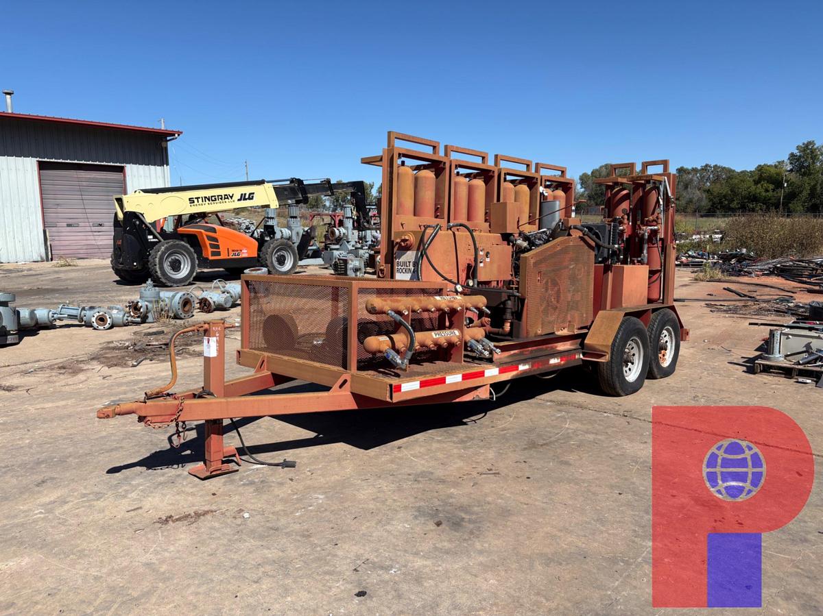 Used 10-STATION CLOSING UNIT MTD ON SHOPBUILT 16’ X 6’ T/A BUMPER PULL TRAILER