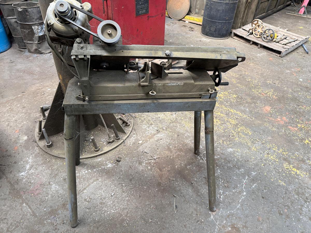 Used CHAMPION 4-1/2” METAL CUTTING BANDSAW ON STAND & 20-TON HYD. SHOP PRESS