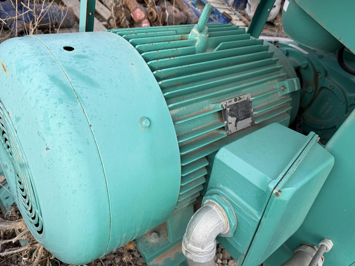 Used SULLIVAN PALATEK LL125UD 625 CFM 150 PSI ROTARY SCREW AIR COMPRESSOR UNIT, SKIDDED P/B 125 HP ELEC. MOTOR