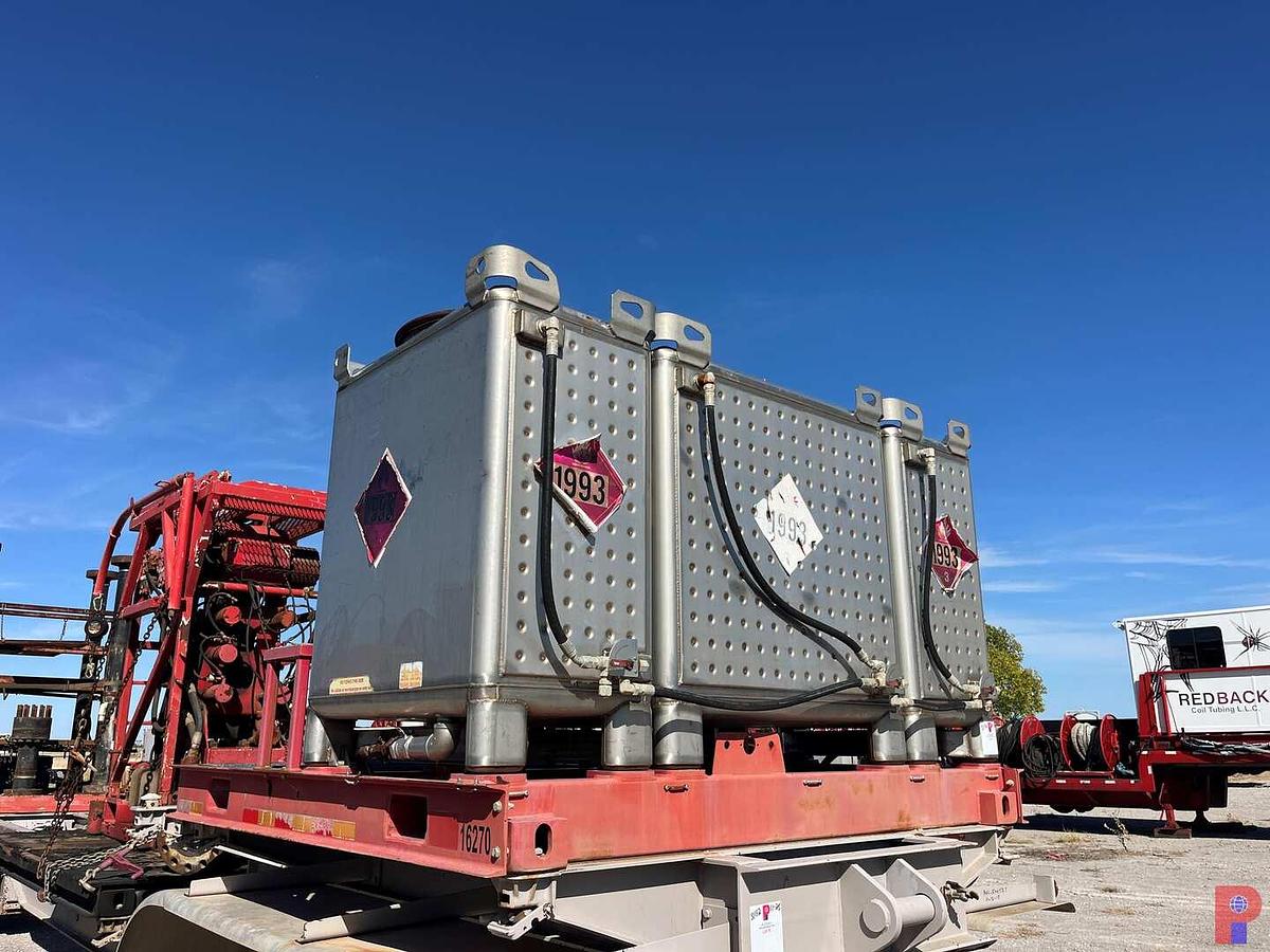 Used 8’ X 8’ HD SKID W/ (3) TRANSTORE STAINLESS STEEL TOTES