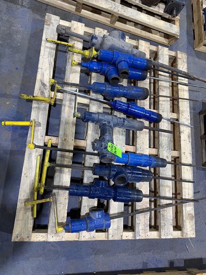 Used PALLET W/ (1) 5K WP & (9) 3K WP PUMP THRU DART VALVE BLEAD OFF TOOLS