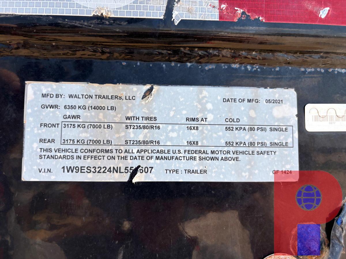 Used 2022 WALTON 24’ X 8’ T/A GOOSENECK WATER MISSLE TRAILER