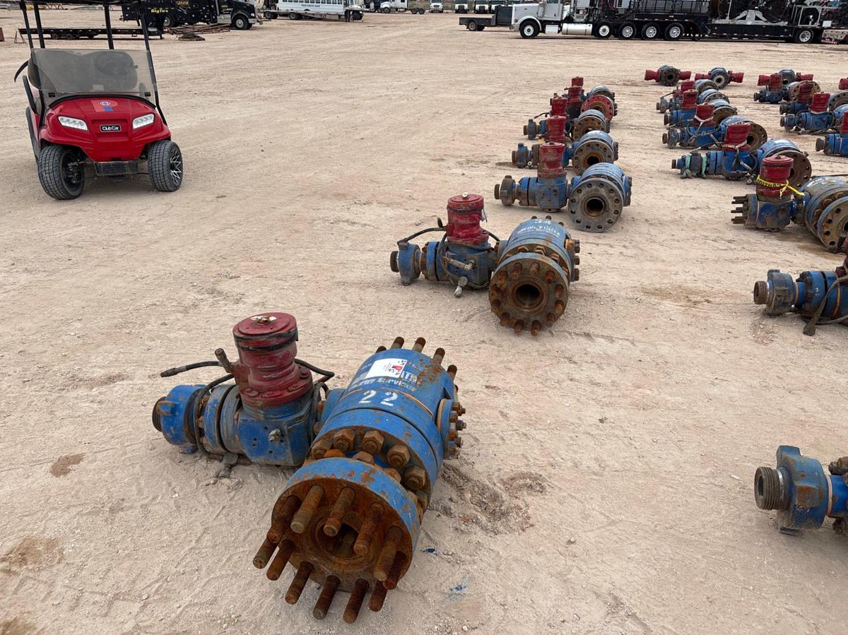 Used (7x$) (7) 5” x 2-1/2” fluid crosses w/ 2-1/2” 15k hyd. Ball valves
