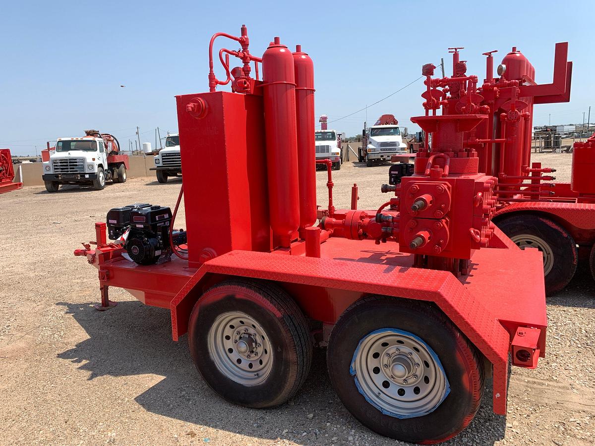Used 2-station closing unit mtd on SHOPBUILT 10’ x 5’ t/a bumper pull trailer