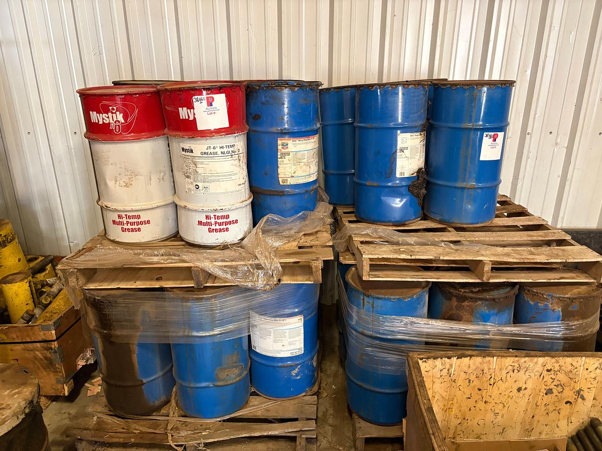 Used (4 pallets) w/ 22 16-gallon drums of grease
