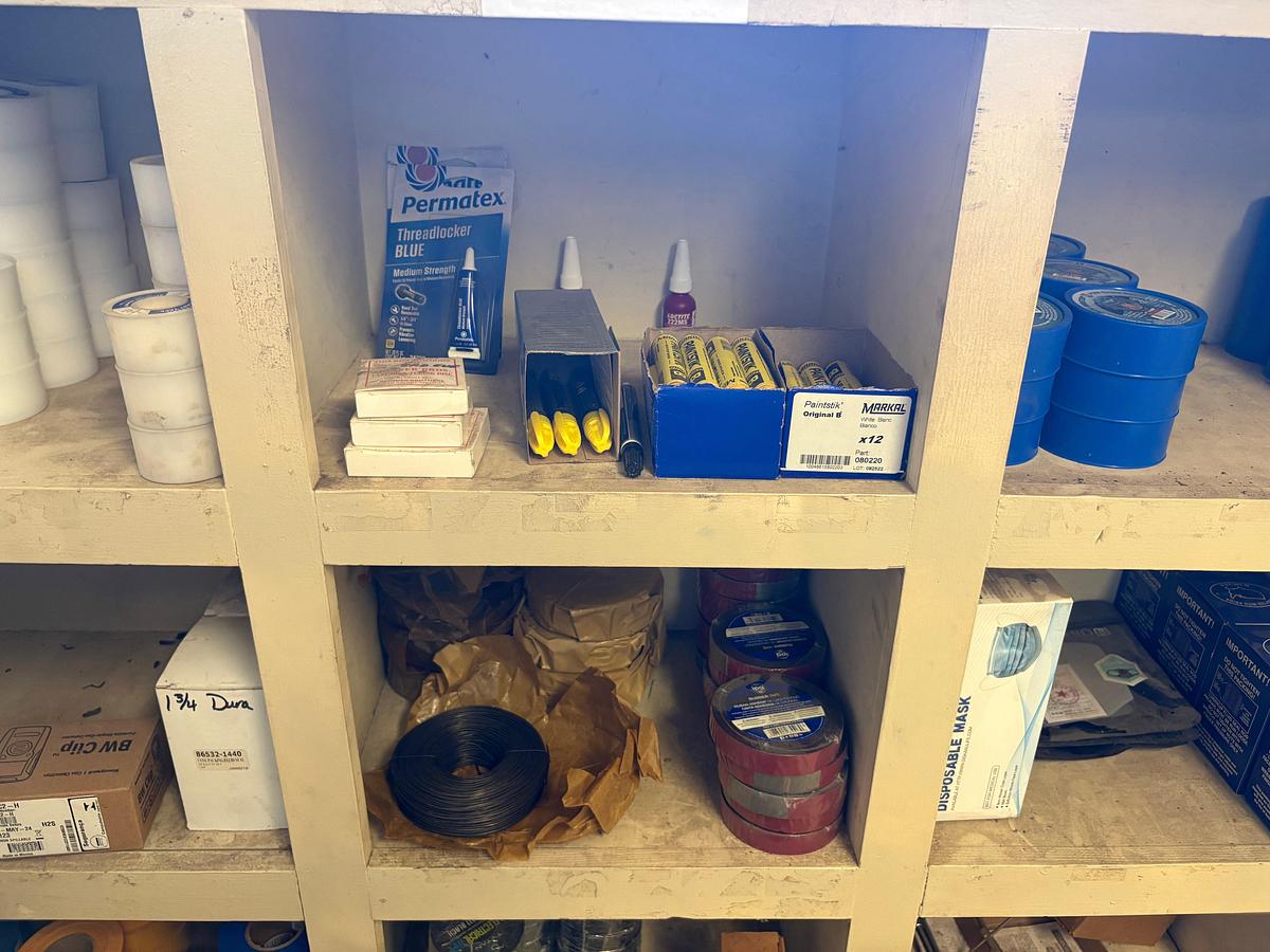 Used 18-bin shelf w/ contents