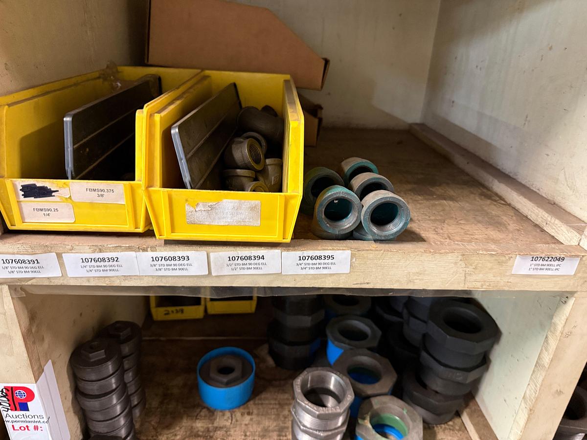 Used SECTION OF (100+) STD PIPE BUSHINGS, REDUCERS, TEES, ETC. , SOME COATED