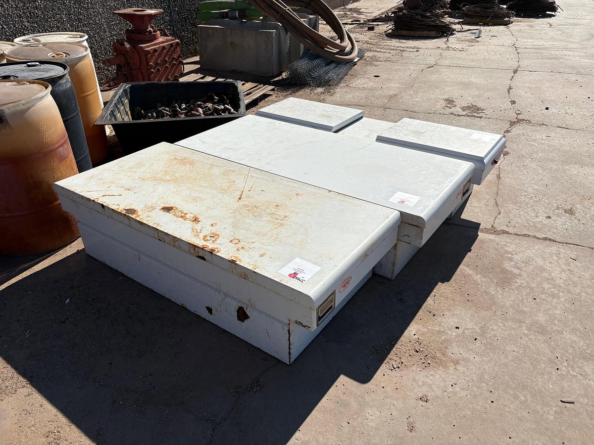 Used (2) RKI 70” x 30” x 17” truck toolboxes & (1) weathergard 72” x 20” x 17” truck toolbox