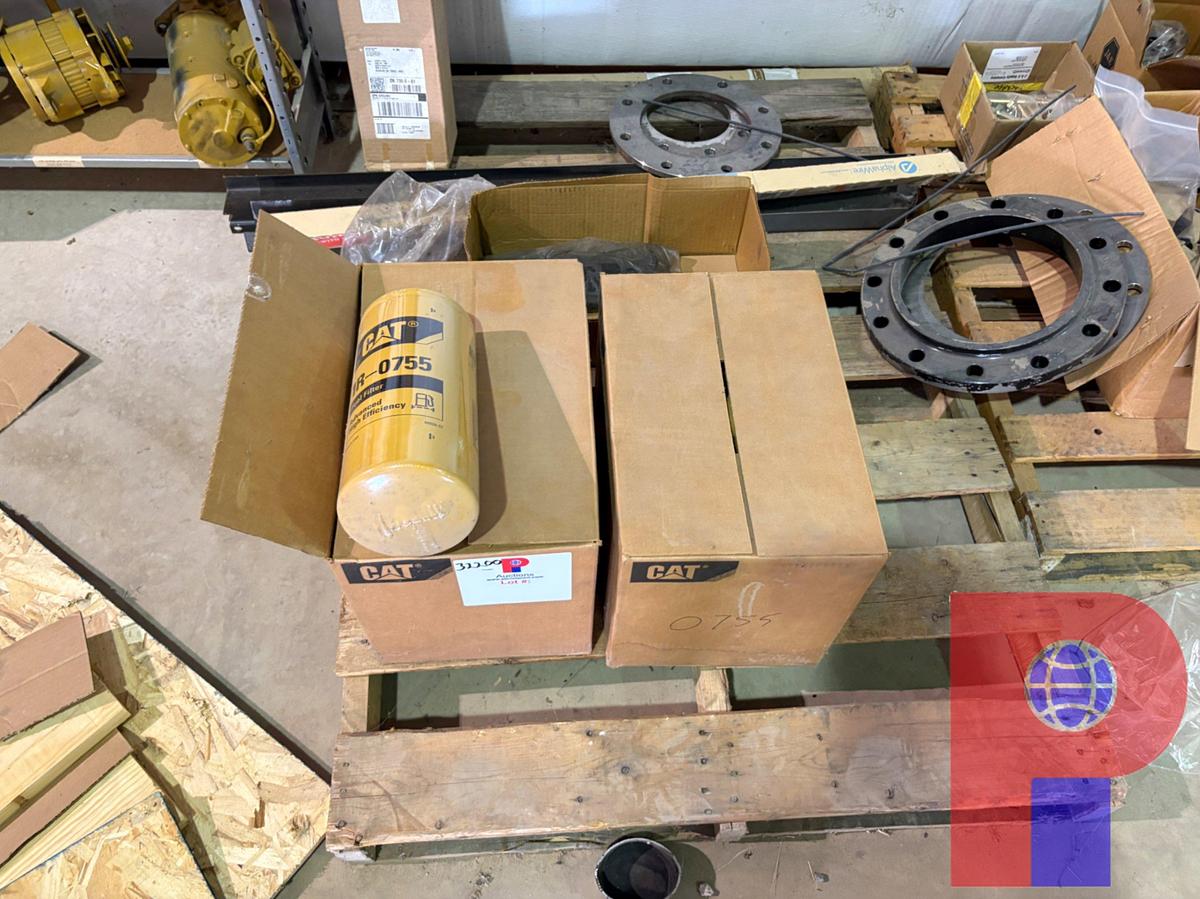 Used LOT OF ASSORTED CAT ENGINE PARTS, FUEL/OIL FILTERS, MOUNTING BRACKETS, ETC.