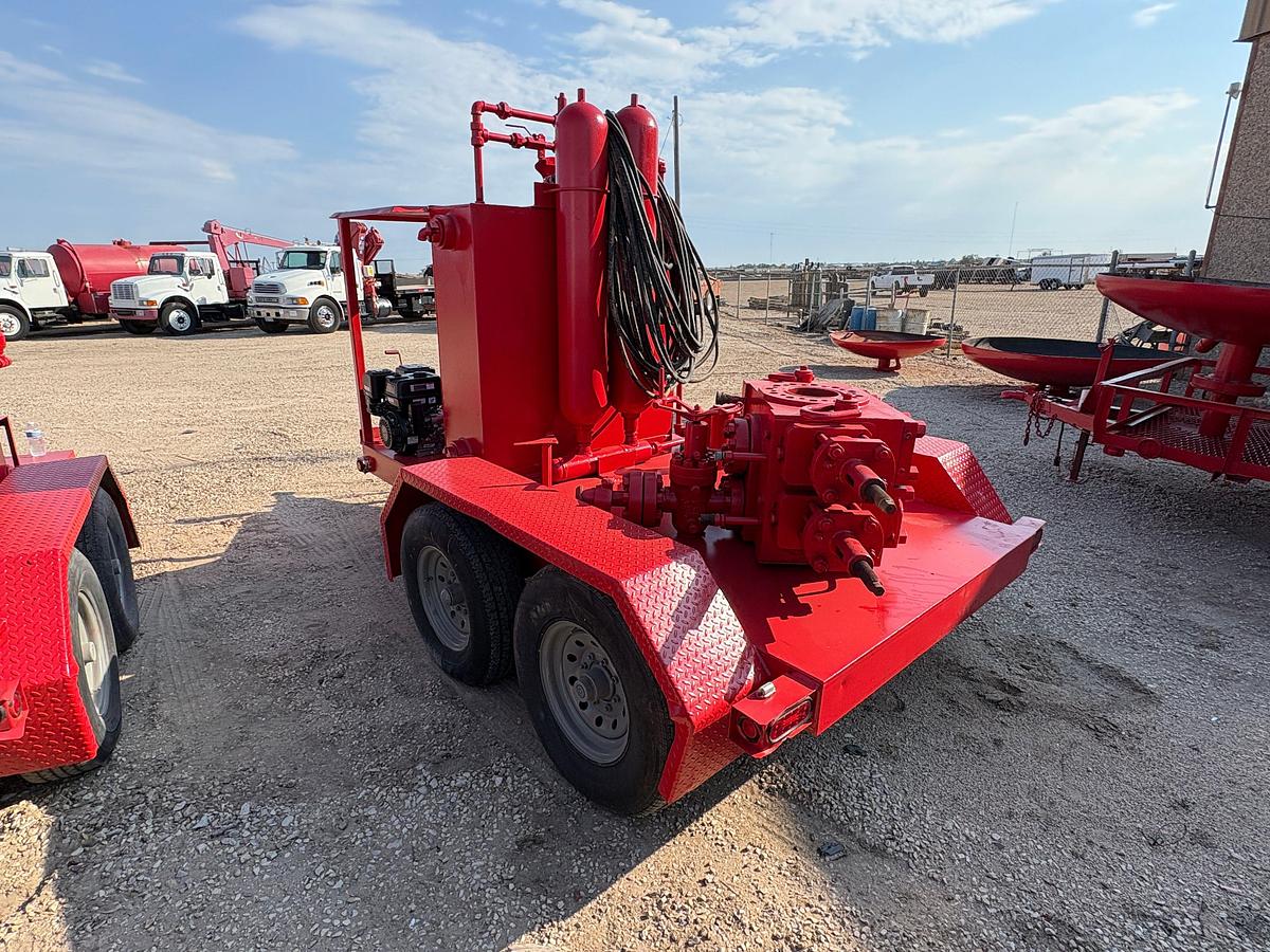 Used 2-station closing unit mtd on SHOPBUILT 10’ x 5’ t/a bumper pull trailer