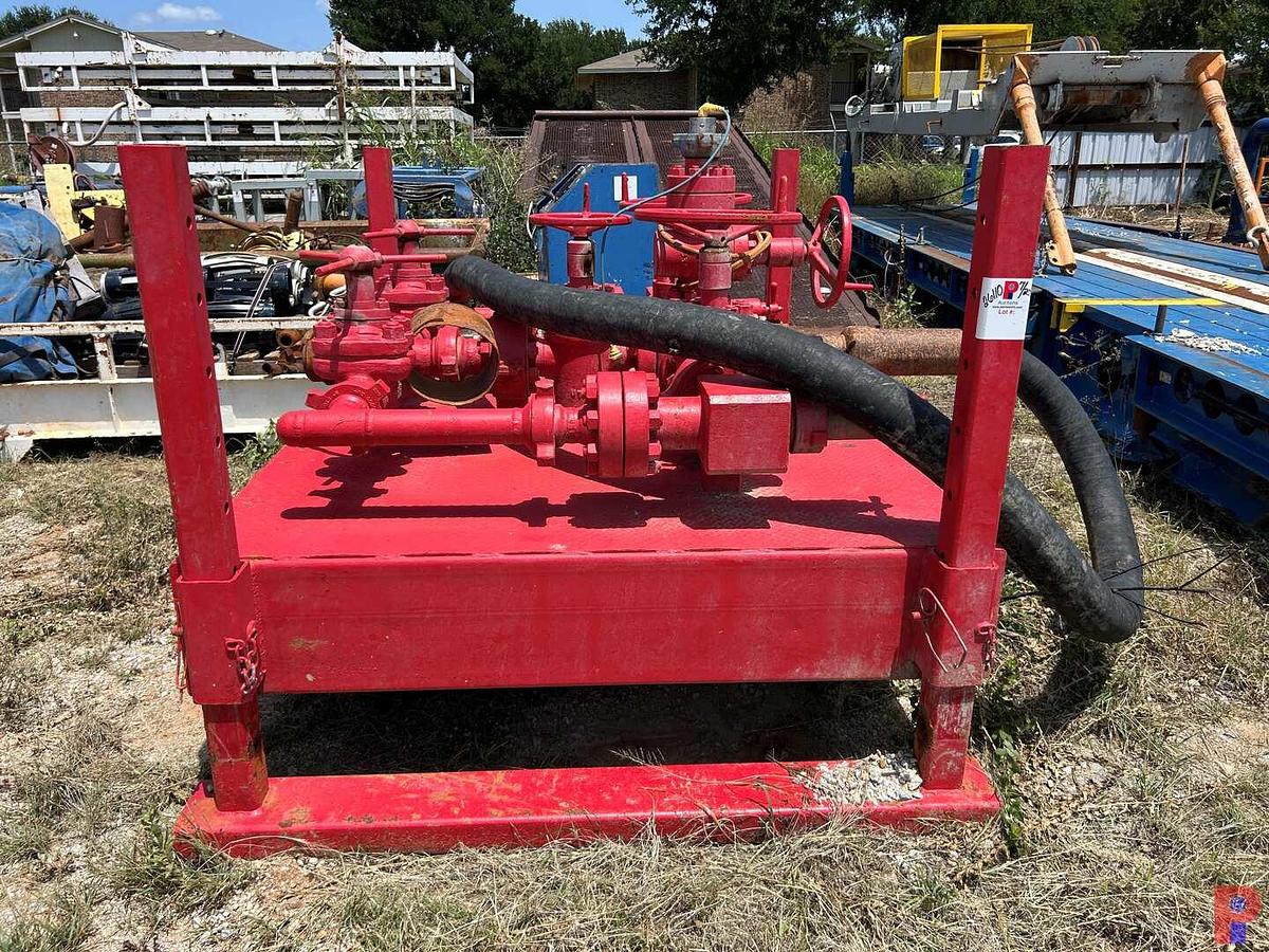 Used HORN EQUIPMENT (6) VALVE 3-1/8" X 5K PSI CHOKE MANIFOLD, SKIDDED
