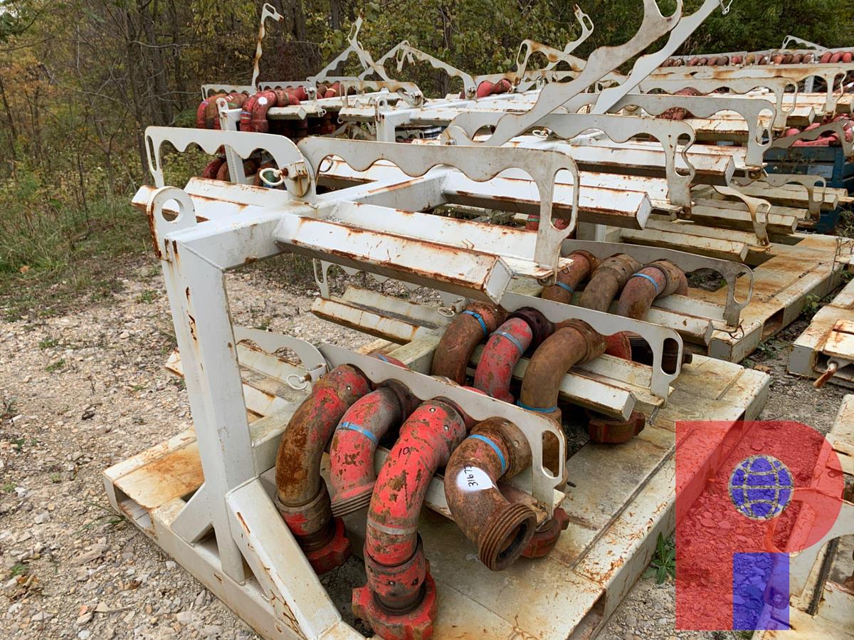 Used (10) 3” FIG 1502 15K WP STYLE 10 AND 50 CHIKSANS W/ TRANSPORT RACK