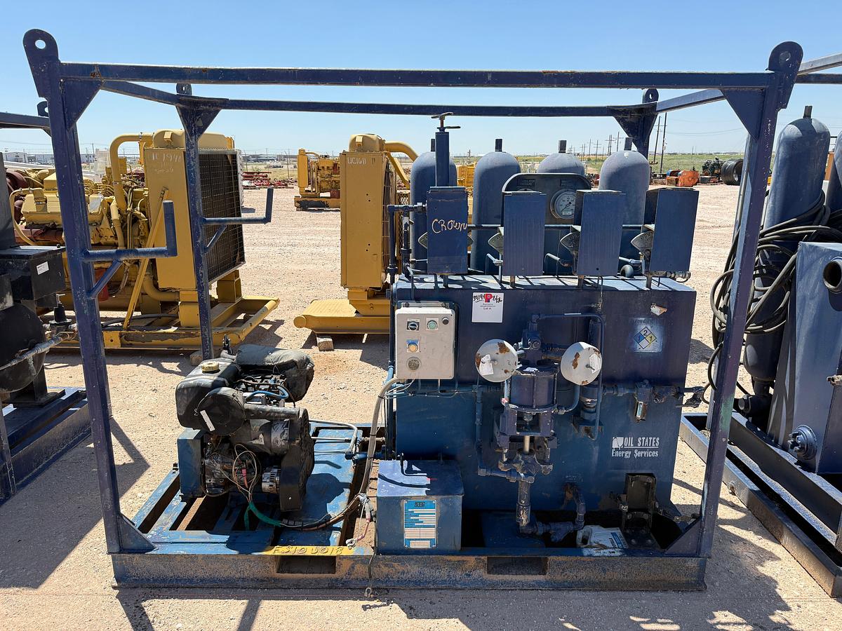 Used MEYERS 4-STATION 4-BOTTLE ACCUMULATOR CLOSING UNIT, SKIDDED