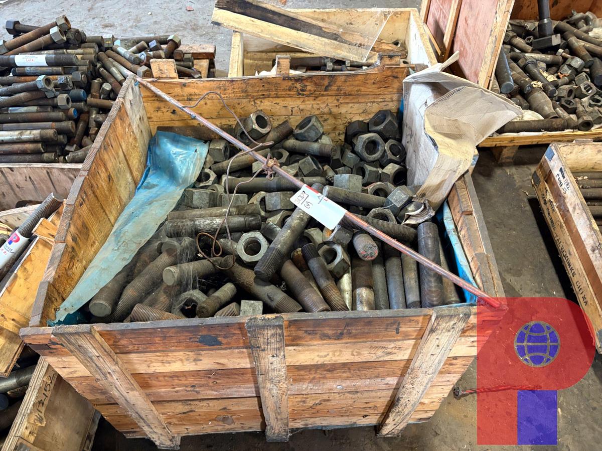 Used (4 CRATES) OF ASSORTED SIZE STUD BOLTS & NUTS, (RANGE: 1-1/2” TO 2-1/2”)
