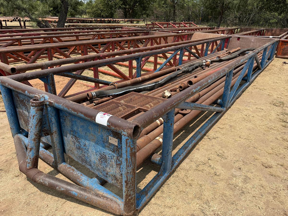 Used 40’L x 8’W x 3’H SKIDDED PIPE TUB W/ DRILL PIPE