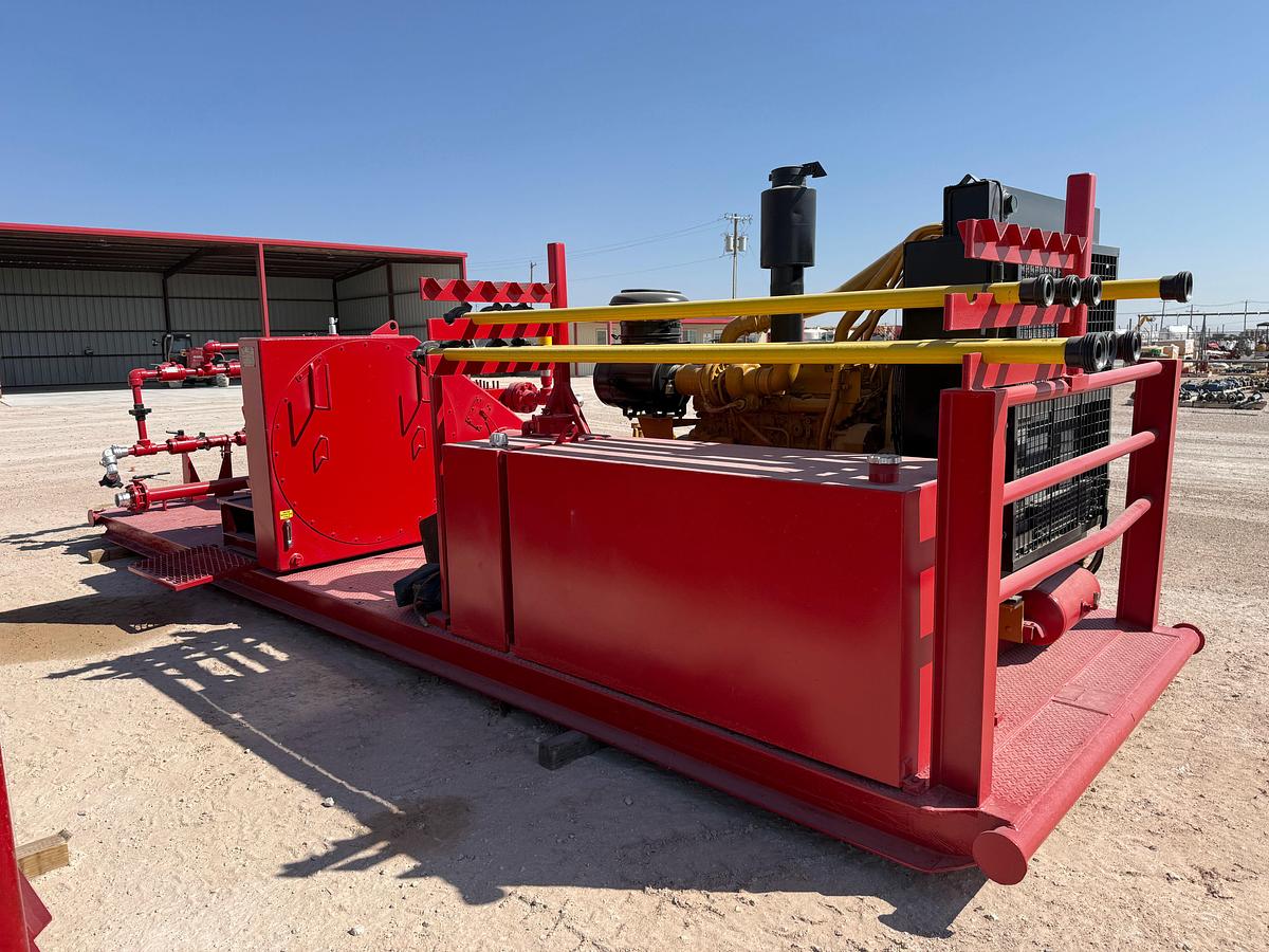 Used Tulsa triplex TT-560 triplex pump unit, skidded