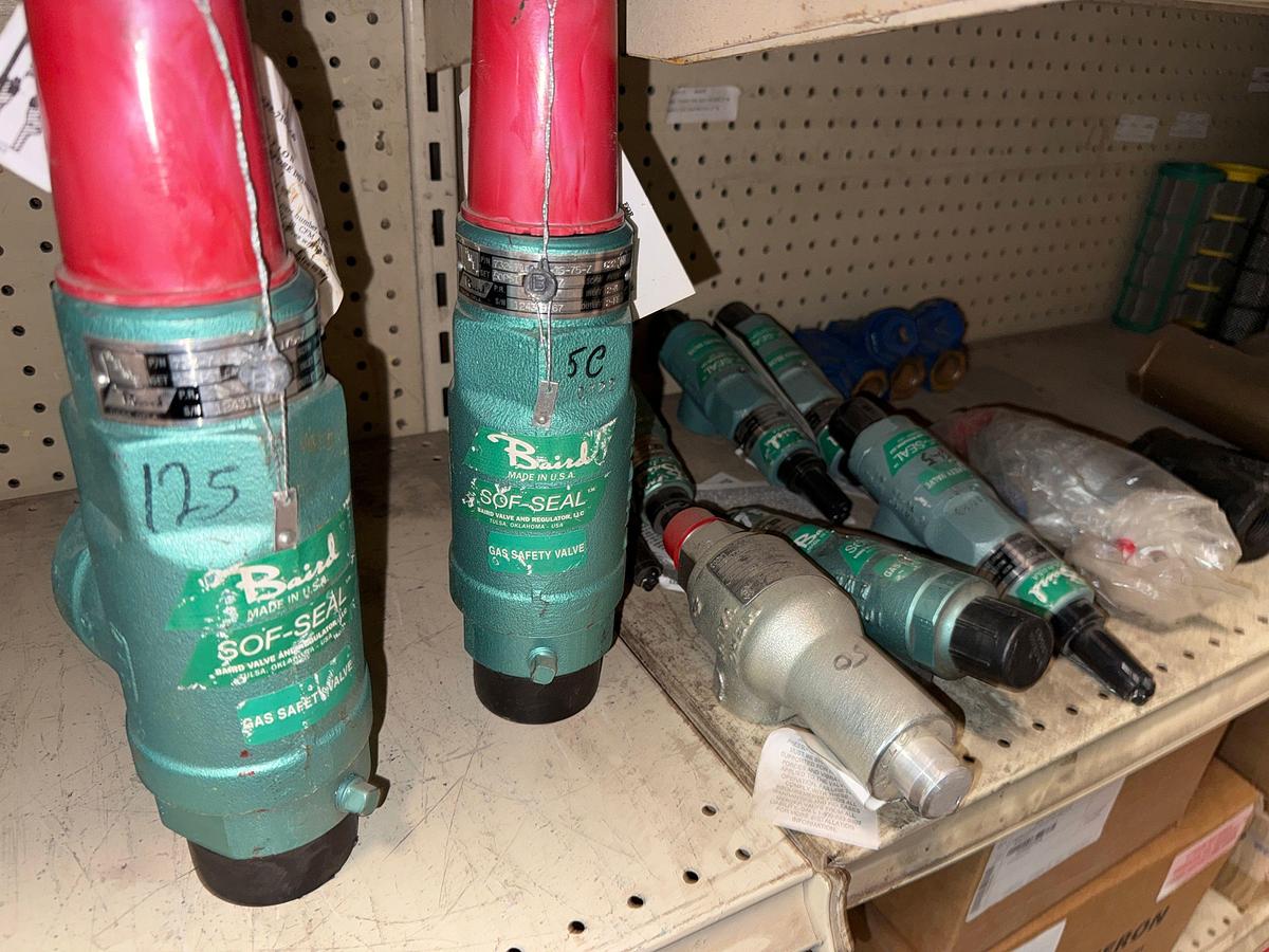 Used SECTION OF (10+) KIMRAY MOTOR VALVES, TRUNIONS, & REPAIR KITS, WSI HEAVY WALL TEES, BAIRD 125 PSI RELIEF VALVES, & RELATED
