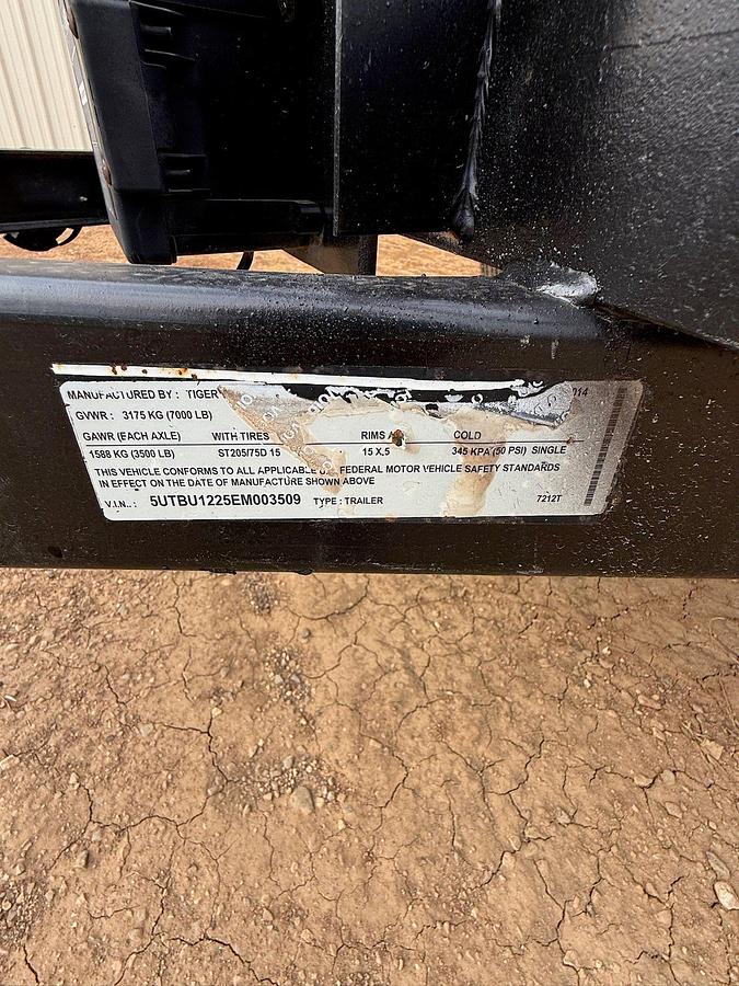 Used 2014 TIGER TRAILERS 12' X 6' T/A BP UTILITY TRAILER