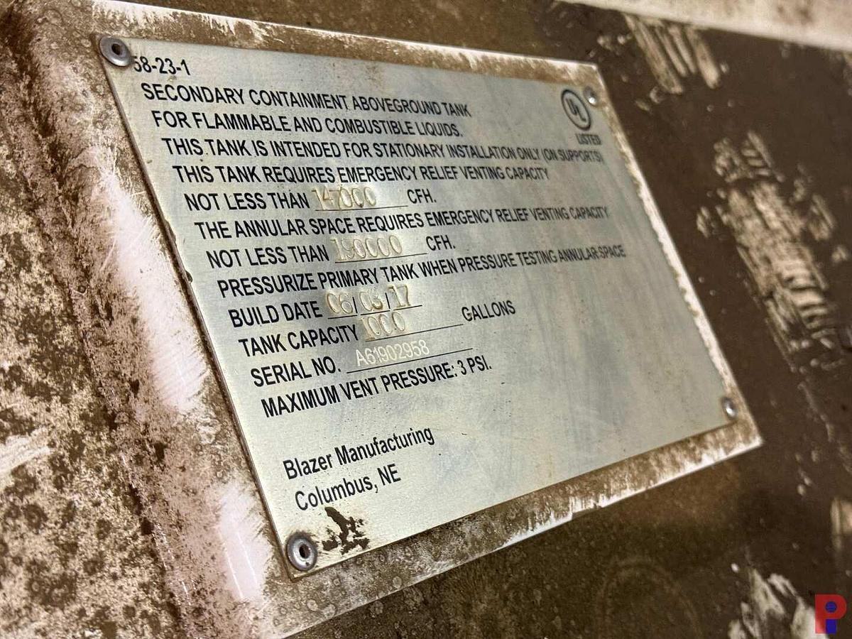Used 2017 BLAZER MFG. 94”L X 57”W X 56”H 1,000 GALLON STORAGE LUBE TANKS