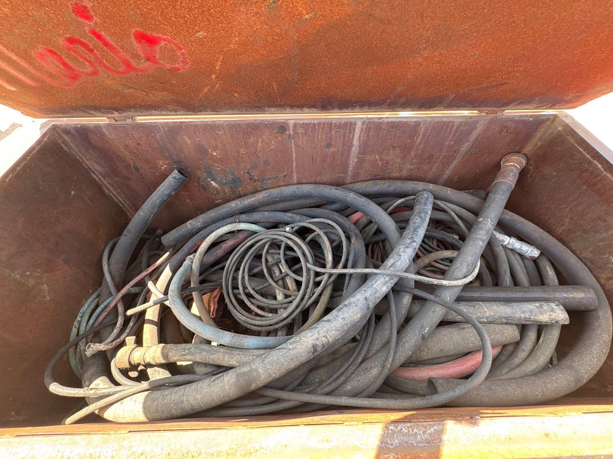 Used 6.5’ x 3’ x 3.5’ metal toolbox w/ contents & incomplete deutz 3-cylinder diesel engine