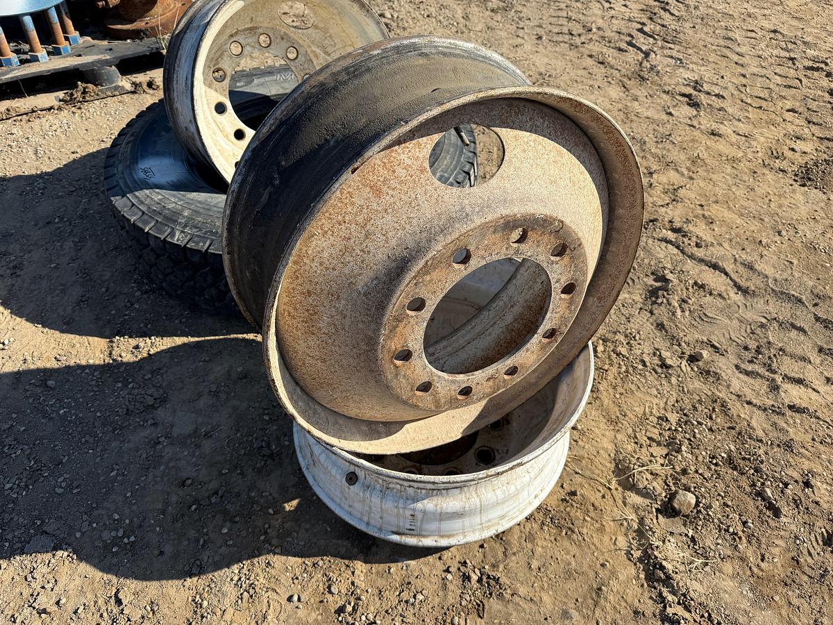 Used (1) 11R22.5 TOYO GRIP TIRE, (2) 22.5 BUDD WHEELS & (1) 24.5 PILOT WHEEL