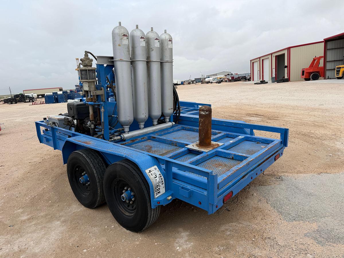 Used 3-station closing unit mtd on 12’ x 80” t/a bumper pull trailer