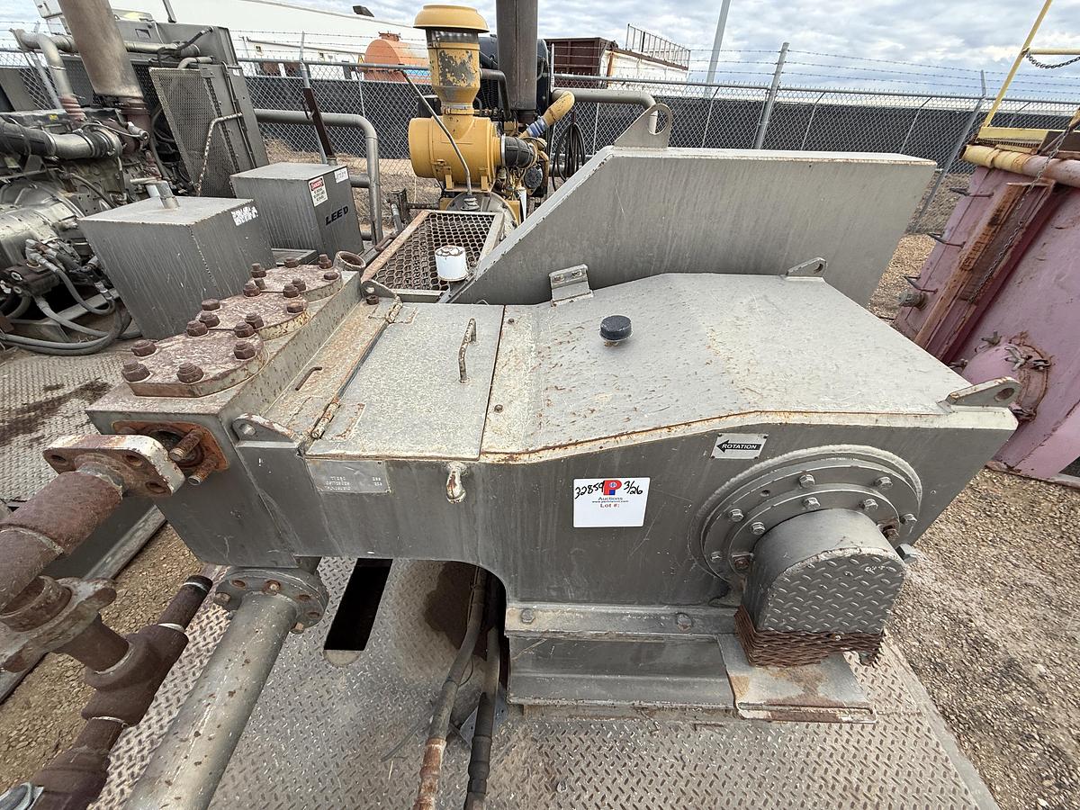 Used TULSA TT250 3K WP TRIPLEX WELL SERVICE PUMP SKIDDED P/B CATERPILLAR C9