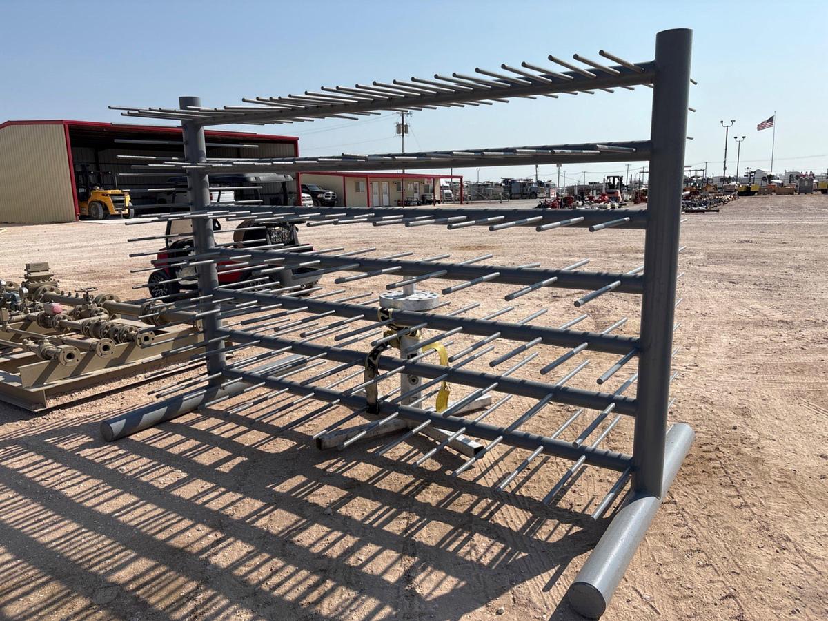 Used 128” x 70” x 86” tool rack & pressure test stump