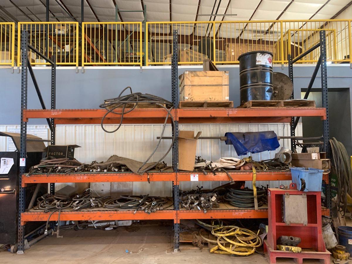 Used 6 Shelves of High Pressure Hoses, Fittings, and Grease