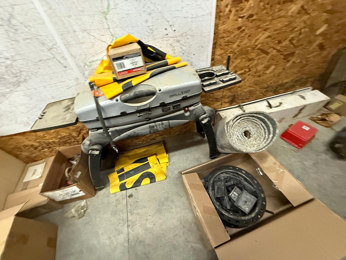 Used PARTS ROOM W/ CONTENTS OF, ROD ELEVATORS, SNATCH BLOCK, HYD VALVE BANK, (8) SHARK TOOTH BITS, JASK STANDS, FUEL PUMP, & RELATED