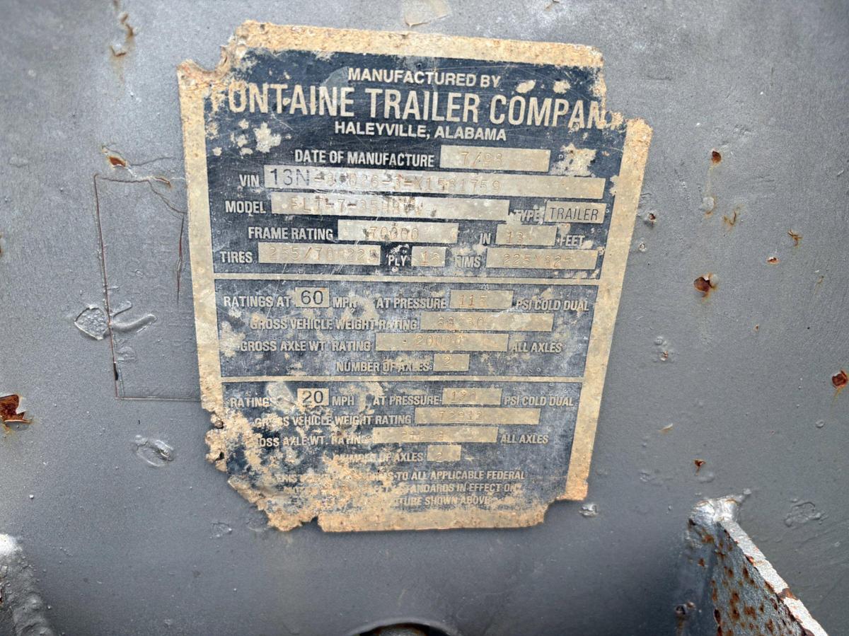 Used 1999 FONTAINE 40’ X 102” T/A LOWBOY EQUIPMENT TRAILER