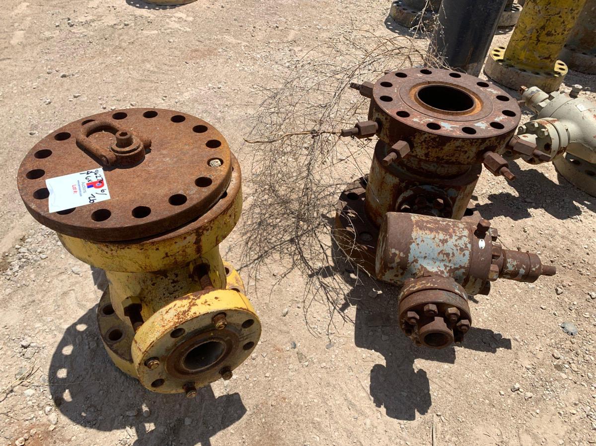 Used (6x) 7-1/16 10k Fluid Crosses w/(4) 2-9/16 5k Gates Valves
