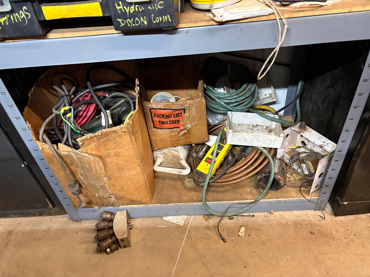 Used 3’ x 1.5’ x 6’ shelving & 3’ x 1.5’ x 6’ supply cabinet w/ contents