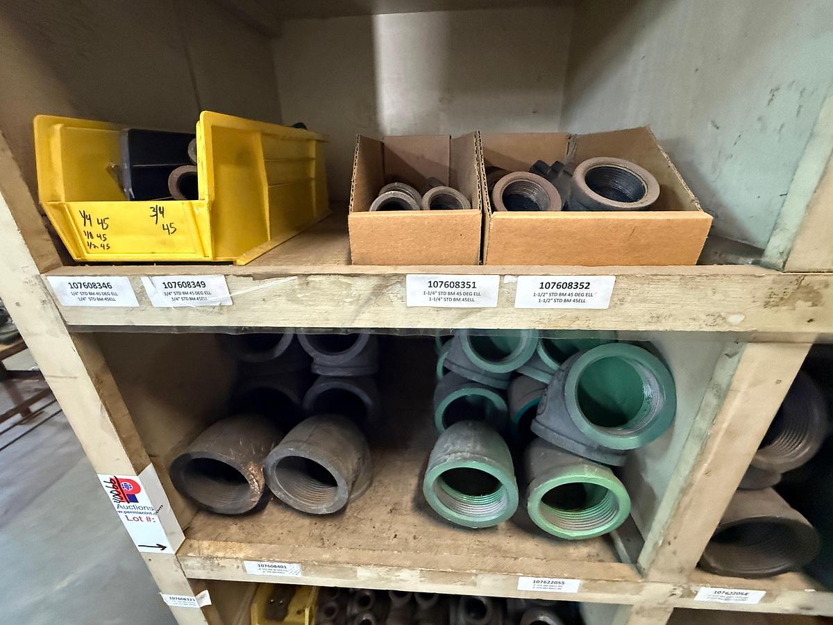 Used SECTION OF (150+) STD 1/4” THRU 3” PIPE ELS, TEES, COLLARS, Etc., SOME COATED