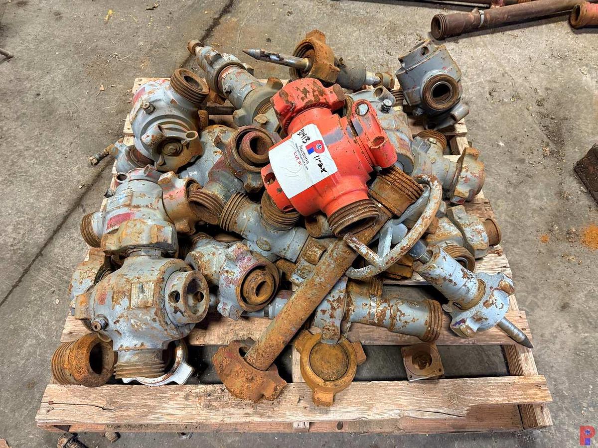 Used PALLET W/ 2” FIG 1502 15K WP PLUG VALVES, ELLS, TEES, CROSSES, & CROSSOVER FITTINGS