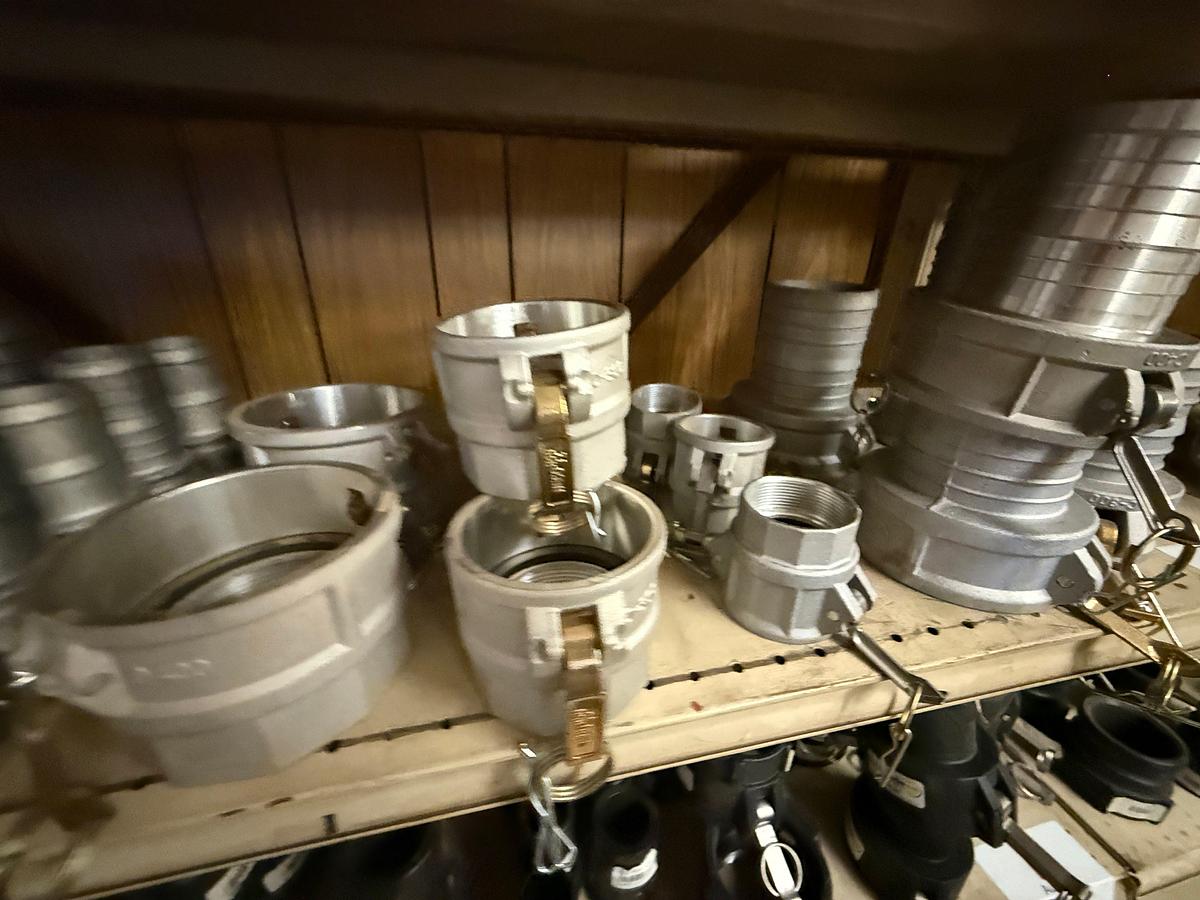 Used 3RD SHELF W/ (30+) 2” THRU 4” ALUM CAMLOCK FITTINGS