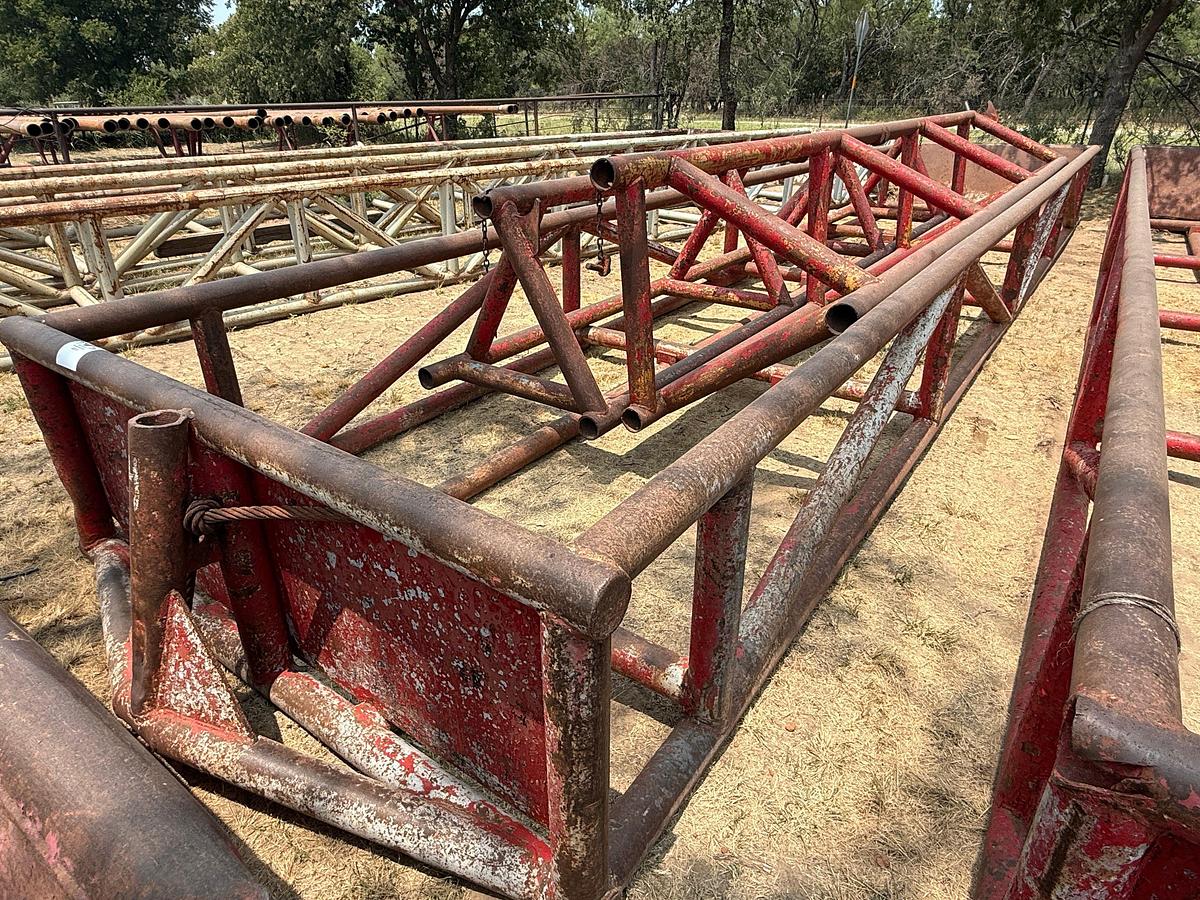 Used 40’L x 8’W x 3’H SKIDDED PIPE TUB W/ (2) PIPE RACKS